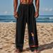 Men's Parrot Print Linen Pants – Loose Fit Casual Trousers With Tropical Bird Design (8 Colors, S-XXXL)_viptrois.com