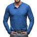 Men's Casual Long Sleeve Button-Up T-Shirt - Classic Round Neck Solid Color Top For Outdoor & Daily Wear_viptrois.com