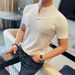 Summer Short Sleeved For Men 2025 New Trendy Brand Thin Breathable Korean Solid Color V-neck Slimming T-shirt Top_viptrois.com