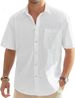 Men's Clothing Men's Short Sleeved Shirt New Cotton And Linen Lapel Shirt Casual Button Summer Thin Shirt Men's Short Lining_viptrois.com