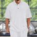 Men's Clothing Men's Casual Loose Short Sleeved Lapel Jacquard Knitted Tops Large Size Polo Shirt Trend_viptrois.com