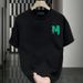 High End And Niche Round Neck Light Luxury Men's Short Sleeved Pure Cotton Fashion Label Printed Youth T-shirt Trend_viptrois.com