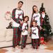 Christmas family home wear plaid fawn print round neck pajamas set_viptrois.com