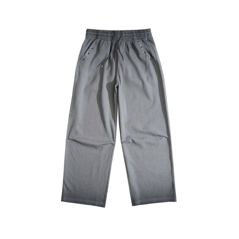 Distressed Gradient Color Vintage Trousers, American High Street Style Casual Trendy Gray Trousers_viptrois.com
