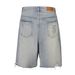 Men's Clothing National Trend High Street Washed Distressed Rhinestone Worn Denim Shorts Unisex Loose Wide Leg Straight Trousers_viptrois.com