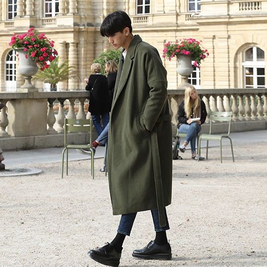 Loom Loom Men's Wool Autumn Winter Thickened Premium Suit Jacket German Military British Trench Coat Mid-Length_viptrois.com