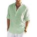 New Blouse Cotton Linen Shirt Loose Tops Long Sleeve T-shirt Spring Autumn Casual Handsome Men's Shirts_viptrois.com
