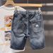 Men's Stretch Casual Denim Shorts Elastic Waist Drawstring Blue Summer New Style Slanted Pockets Five Point Pants_viptrois.com