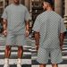 Cross-border European American 2026 New Summer Men's Sports Suit With Jacquard Checkered Pattern And Solid Color_viptrois.com