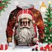 Pure Santa Claus Reindeer 3D Print European And American Cross-Border Men's Red Loose Drawstring Pocket Hoodie In Stock_viptrois.com