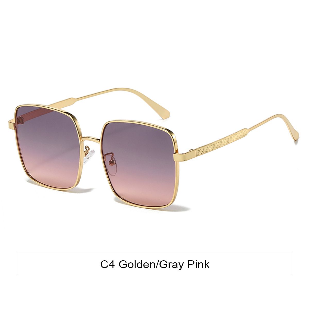 Men's Sunglasses Large Frame Fashion Square Metal Carved Gradient Color Anti Ultraviolet_viptrois.com