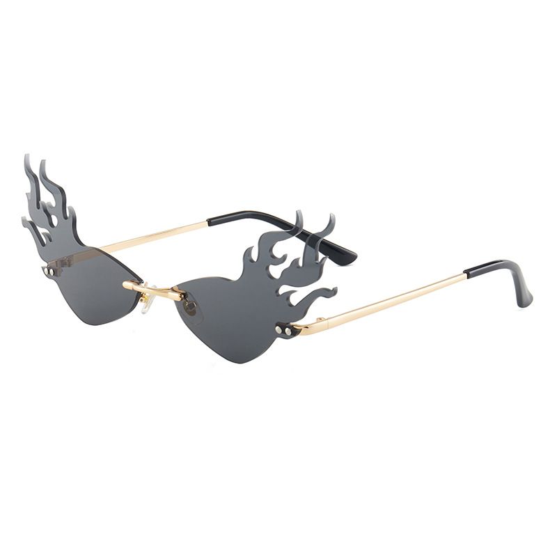 Men's Sunglasses New Flame Shape Exaggerated Cool Frameless Cut Edge Sunglasses Fashion Street Shooting Catwalk Sunglasses Trend_viptrois.com