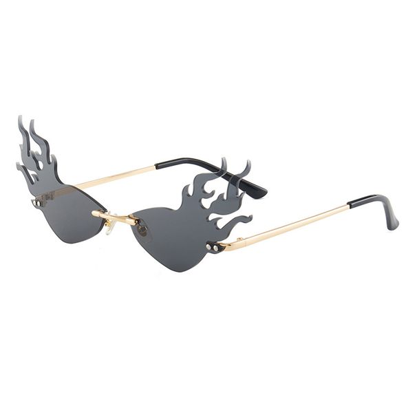 Men's Sunglasses New Flame Shape Exaggerated Cool Frameless Cut Edge Sunglasses Fashion Street Shooting Catwalk Sunglasses Trend_viptrois.com