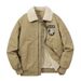 Men's Aviator Jacket Winter Coat With Fleece Lining, Shearling Collar Workwear Style Cotton Bomber Jacket For Casual Outwear (Khaki, Navy, Army Green)_viptrois.com