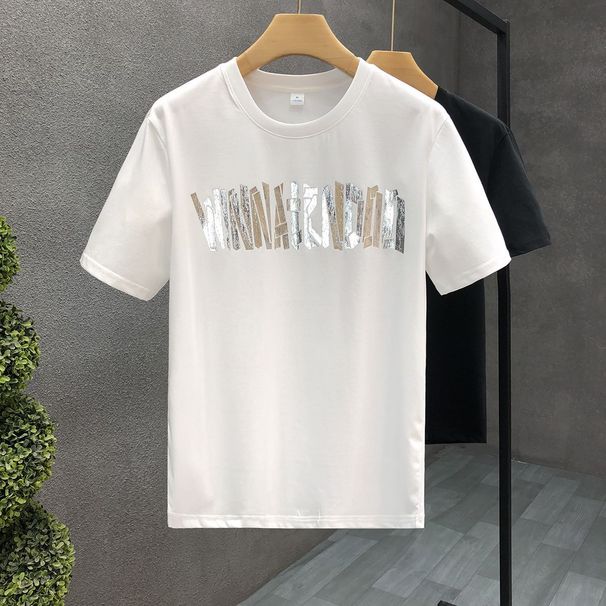 Ruffian Handsome Trendy T-shirt Fashion Trend Versatile Short Sleeve 2024 Summer New Men's Handsome Trend Simple Top_viptrois.com