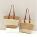 Women's Hats Single Shoulder Straw Bag New Style Women's Large Capacity Striped Straw Bag Woven Bag Holiday Beach Bag Two Piece Set Straw Hat_viptrois.com