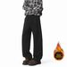 Versatile Heavyweight Athletic Sweatpants American Style Loose Straight Wide Leg Solid Color Floor Length Casual Trousers_viptrois.com