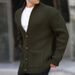 Men's Casual Knit Cardigan – Single-Breath Button Front Coat With Notch Lapel (S-3XL, Charcoal/Black/Olive/Beige)_viptrois.com