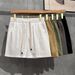 Men's Clothing Summer Thin Casual Cargo Shorts High Waist Elastic Loose Straight Leg Beach Pants_viptrois.com