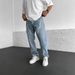 Men's Clothing Simple Straight Pants Printed Solid Color Loose Handsome Wide Leg Denim Trousers_viptrois.com