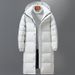 Pure Cross-Border European And American Foreign Trade Jacket Long Over-the-Knee Youth Men's Winter Outdoor White Duck Down_viptrois.com