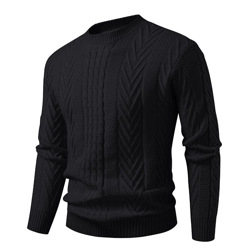 Men's Clothing Men's Jacquard Knit Sweater - Slim Fit Winter Pullover With Embossed Pattern_viptrois.com