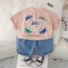 Boys' Summer Clothing Baby 2025 New Style Children's Short Sleeved Letter Printed Western-style Denim Shorts Two-piece_viptrois.com