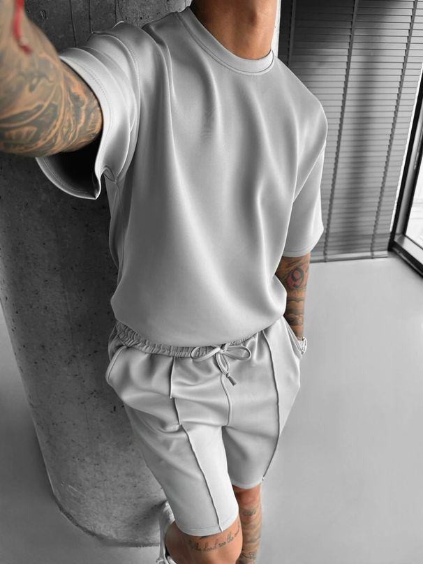 Men's Clothing Summer Trendy Men's Short Sleeve And Shorts Set: Stylish, Elegant, Fitness & Casual Fit, Quick Drying_viptrois.com
