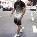 Men's Summer Trendy T-Shirt And Beach Shorts Set 3D Digital Printing Short Sleeved Casual Wear for Men_viptrois.com