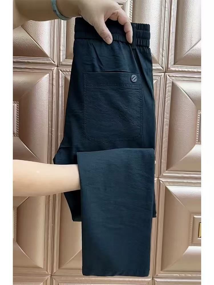 Luxury Fashion Men's Casual Pants Trendy Sporty Slim Straight Style Summer Thin Solid Color Versatile Harem Pants_viptrois.com