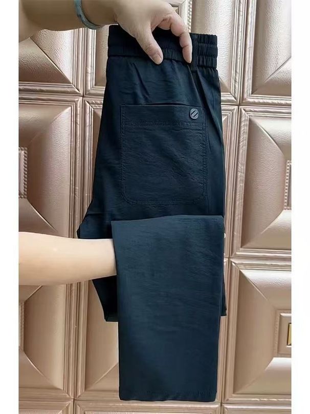Luxury Fashion Men's Casual Pants Trendy Sporty Slim Straight Style Summer Thin Solid Color Versatile Harem Pants_viptrois.com