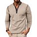 Unbeatable Quality 2025 Autumn And Winter Long Sleeved Henry Shirt Men's Solid Color T-shirt_viptrois.com