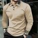 Men's Long Sleeve Polo Shirt – Classic Collar, Breathable Polyester, Slim Fit For Casual & Smart Wear (White/Royal Blue/Dark Brown, S-2XL)_viptrois.com