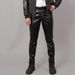 Men's Clothing Middle Men's Leather Pants Elastic Slim Fashion Moisture Proof White Dance Performance Bar Net Red Hair Salon Leather Pants_viptrois.com