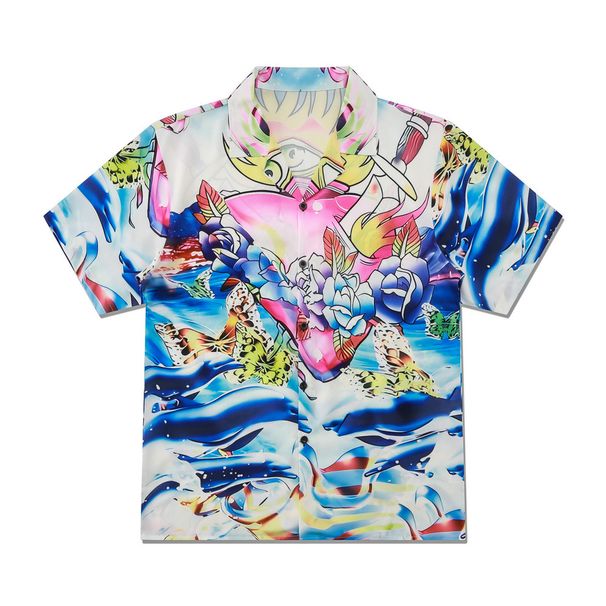 Men's Retro Hawaiian Flower Shirt Casual Trendy Brand West Coast Short Sleeved Cardigan For Holiday Beach_viptrois.com