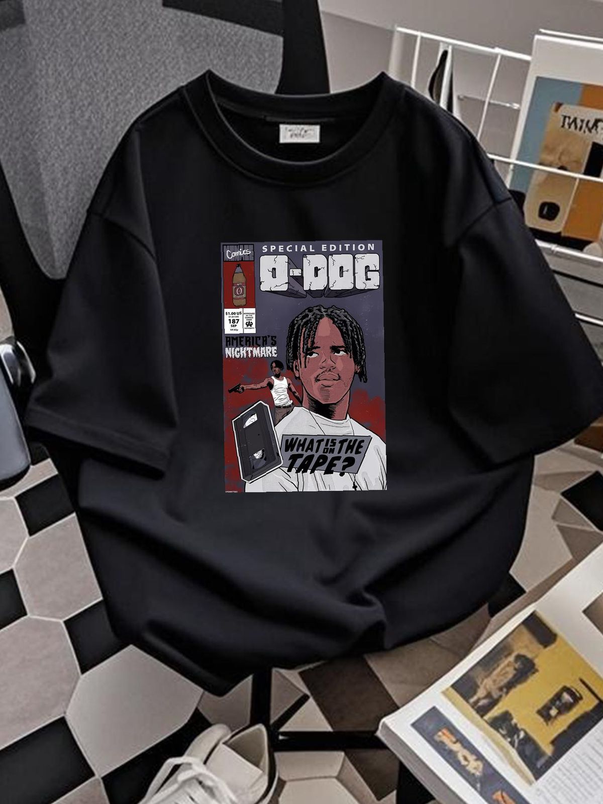 Menace II Society O-Dog Issue Black TShirt Homme Unisex Casual Versatile Summer Streetwear Stretched Fashion Graphic Comfortable Soft Stylish_viptrois.com
