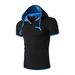 Men's Casual Short Sleeve Hooded T-Shirt - Two-Tone Layered Look - Breathable Cotton Blend - Multiple Color Options (M-5XL)_viptrois.com