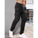 Men's Casual Sports Zipper Decorative Cargo Pants Waist Drawstring Men's Plus-size Woven Cargo Pants_viptrois.com