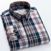 Men's Classic Check Long Sleeve Shirt – 100% Cotton Comfort Slim Fit Casual Shirt With Wrinkle-Resistant Wash_viptrois.com