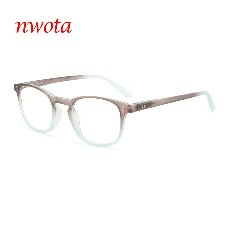 Reading Glasses Two Color Gradient Elastic Paint Frame Spring Legs Old Light Mirror Rivet Round Reading Glasses_viptrois.com