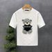 Little Bear Embroidered Short For Youth Handsome Round Neck T-shirt 2025 Summer New Men's Cartoon Half Sleeve_viptrois.com