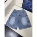 Men's Loose Straight Leg Denim Shorts Summer Style Cargo Patchwork Five Point Pants_viptrois.com