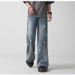 Washed Denim Jeans For Men In The Summer 2025, American High Street, Loose Loose, With Sense Of Draping, Featuring A_viptrois.com