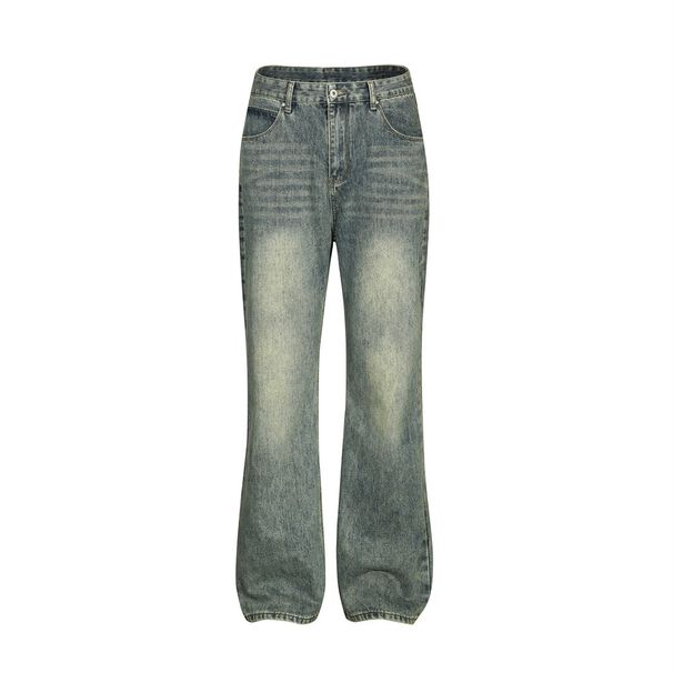 American Style Washed Vintage Jeans Vibe Trendy Brand Men's Flared Versatile Simple Loose Casual Long Pants_viptrois.com