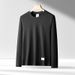 Morandi Color Long Sleeve T-Shirt For Men, Solid Color, Japanese Simple Round Neck, Couple Style, Inner Layer, Base_viptrois.com