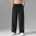 Men's Clothing Ice Silk Casual Pants Men's Straight Loose Summer Thin Drape Wide Leg Quick Drying Sports Trousers_viptrois.com