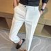 Trend Drape Casual Pants Men's Anti-wrinkle Ice Silk Black And White Nine-point Pants Slim And Thin Fashionable Versatile Pants_viptrois.com