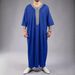 Men's Clothing Robe Short Sleeve Embroidery Navy Blue Muslim Robe_viptrois.com