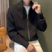 Men's Slim Fit Zip-Up Knit Cardigan - Solid Color Stand Collar Sweater Jacket For Autumn & Winter, Casual Outerwear_viptrois.com