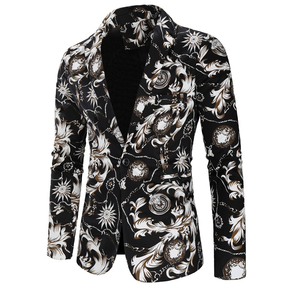 Men's famous clan style printed suit suit men's casual single west coat_viptrois.com